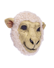 Masque de mouton en plastique avec fourroure, avec étiquette volante/étiequette